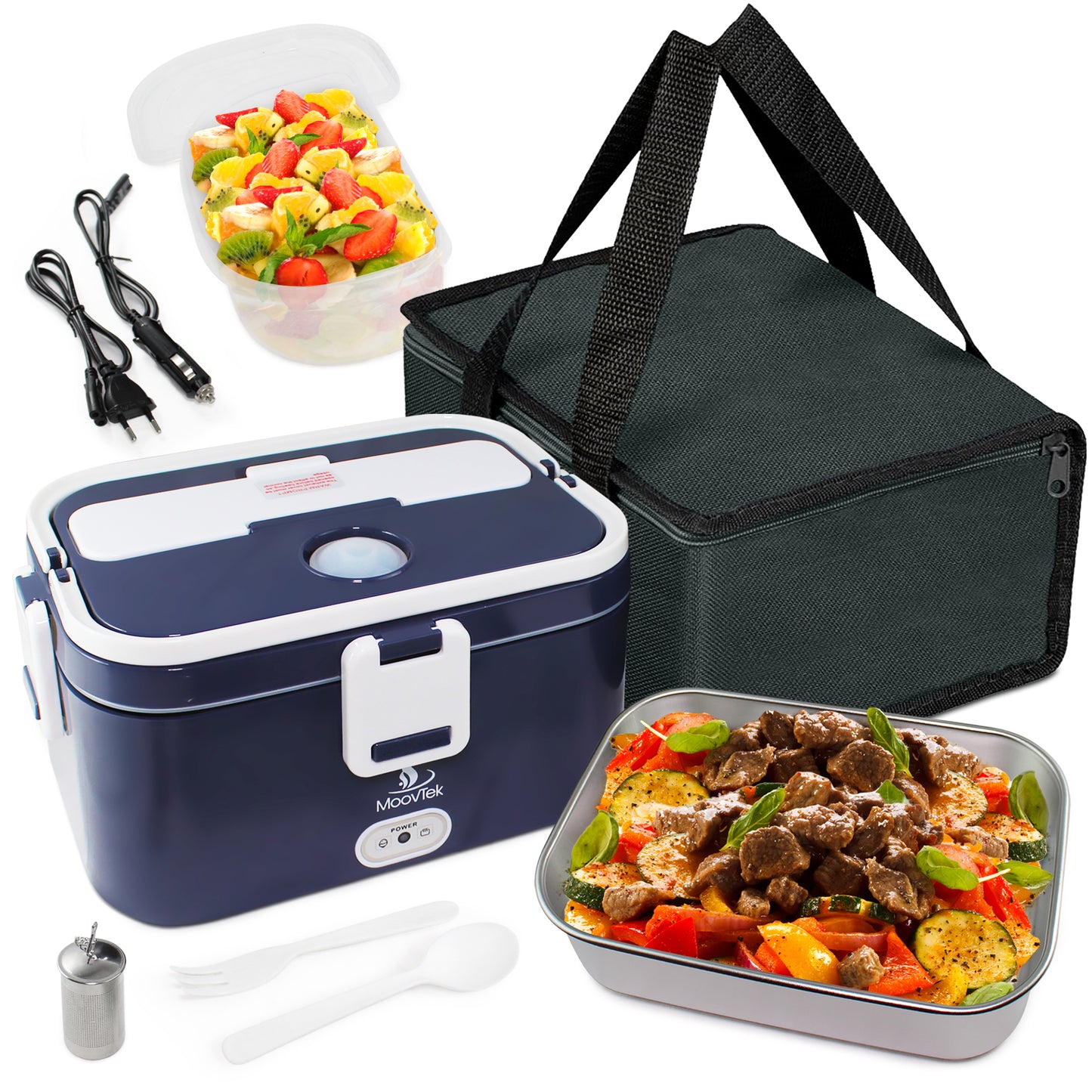 MoovTek Lunch box électrique - Gamelle chauffante 1,8l avec cuve amovible